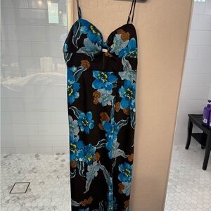 Floral Maxi Dress in Black and Blue
